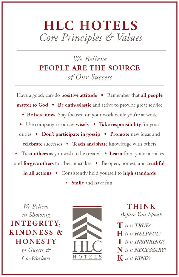 Our Core Values HLC HOTELS